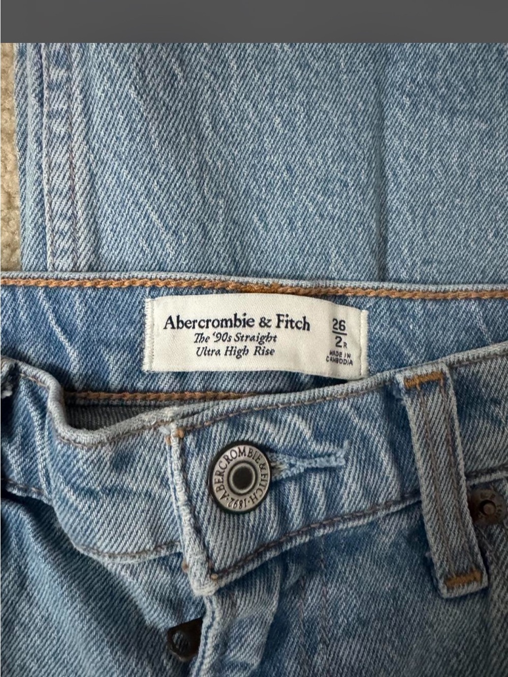 Abercrombie & Fitch Curve Love Ultra High Rise 90s Straight Jean 26/2R - Picture 4 of 7